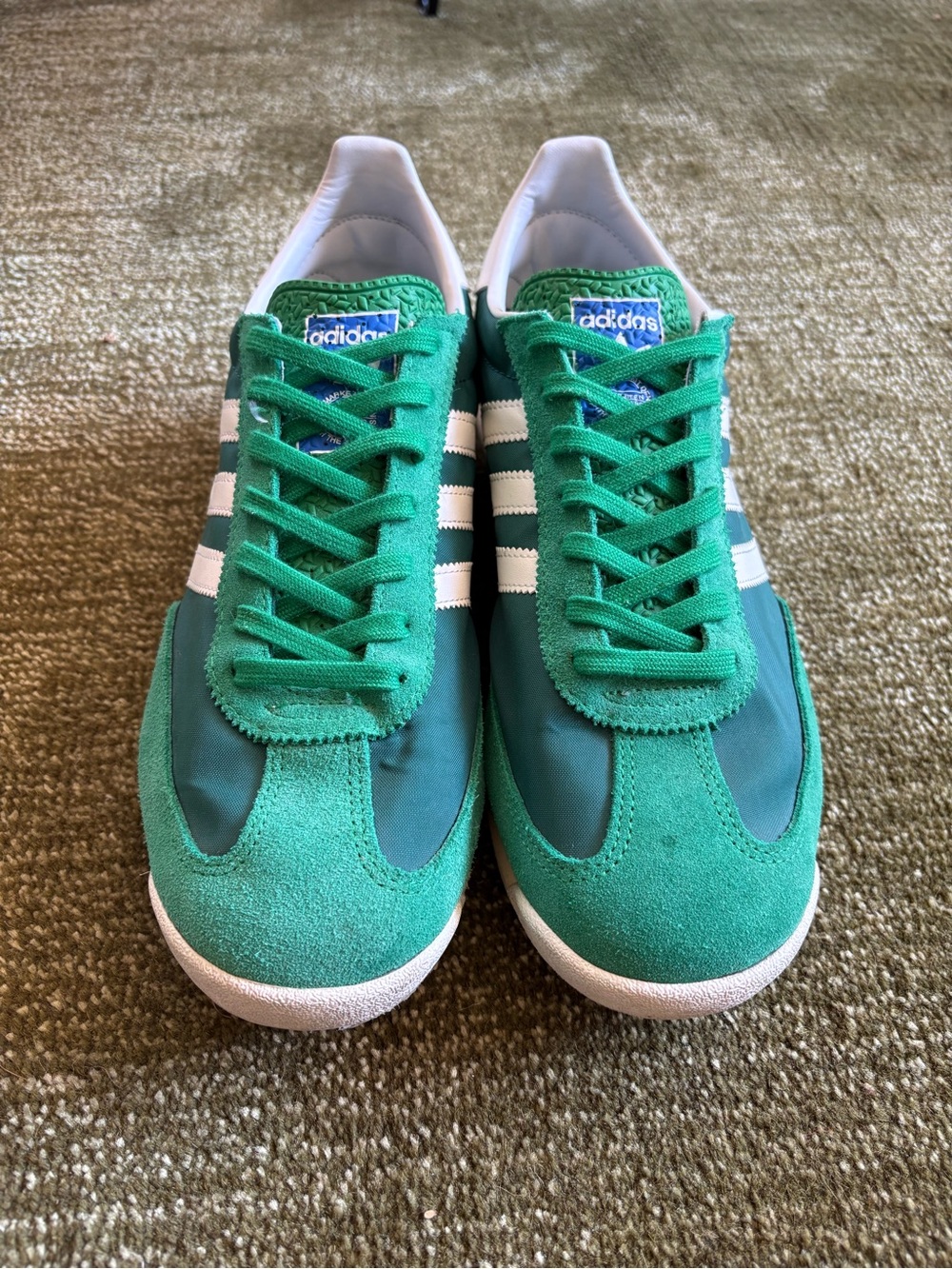 Adidas Kelly Green and White Retro Trainer Sneakers